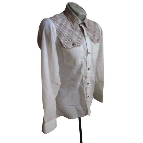 Small Vintage Men's Boho Western Shirt 70's Plaid Top Disco Cowboy H.I.S. button - Picture 5 of 9